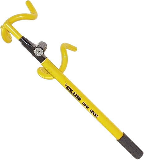 The Club Vibrant Yellow Dual-Hook Steering Wheel Lock for Enhanced Security
